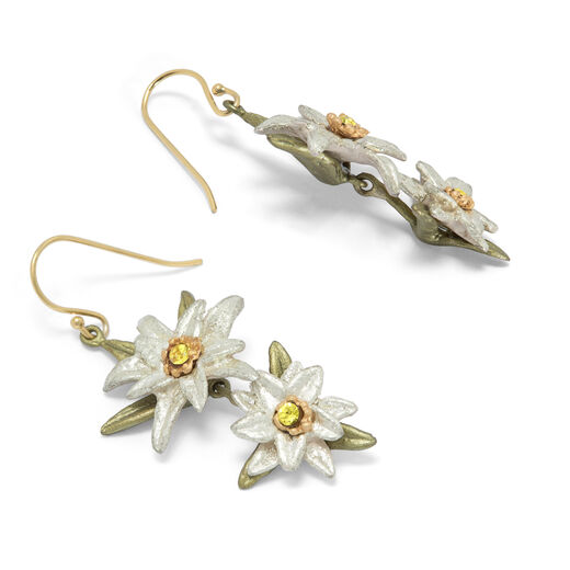 Edelweiss hook earrings by Michael Michaud